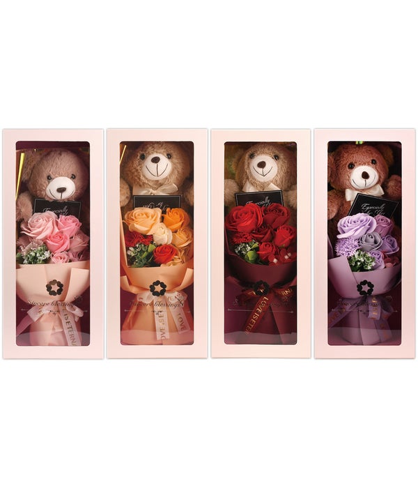 bear with Soap flower 12s 40*20*12cm