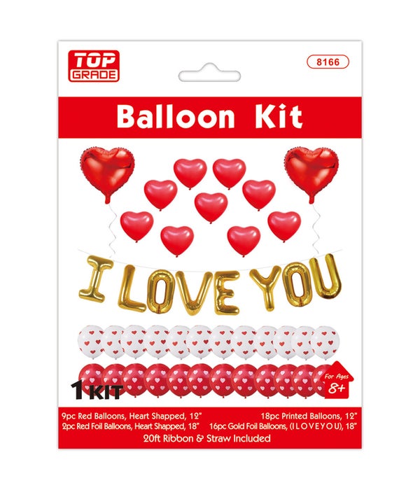37pc V-day balloon set 12/144s 18"/2pc foil heart shape 16"/