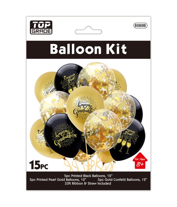 15pc balloon set 12/300s 12"/5pc confetti 12"/10pc printed p
