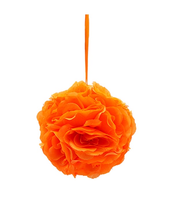 6"silk pom flower orange 12/48