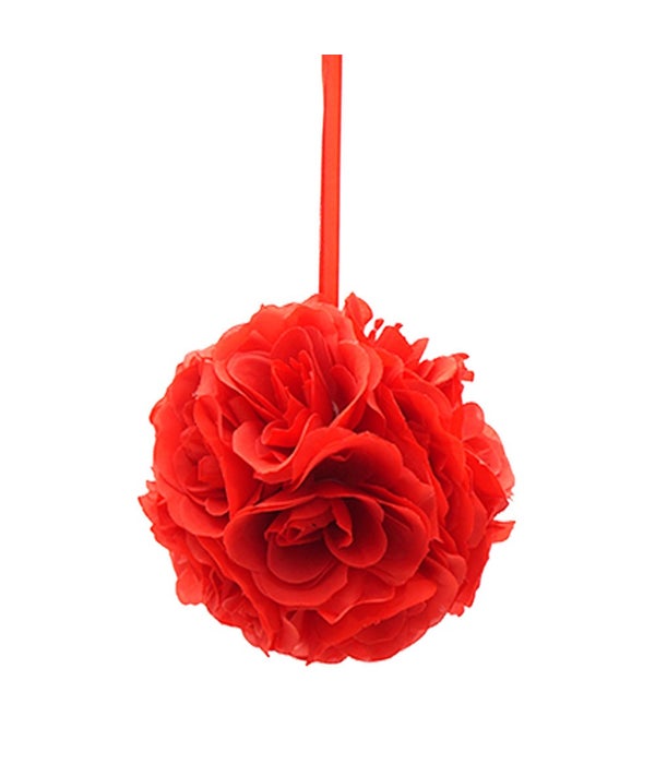 6367RED 6"silk pom flower red