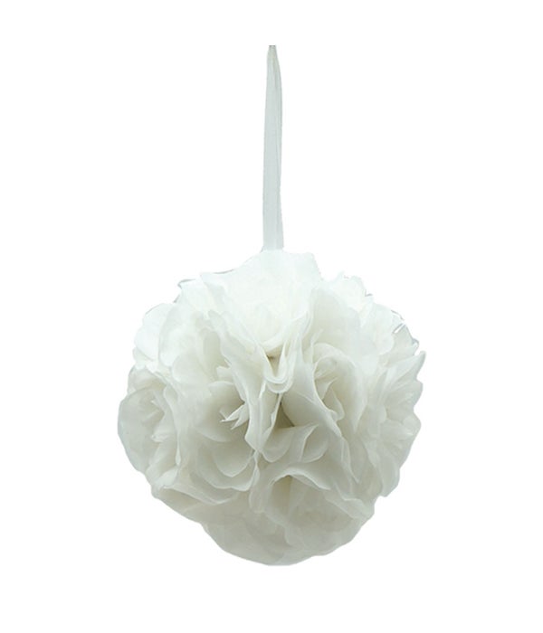 6367WT 6"silk pom flower white