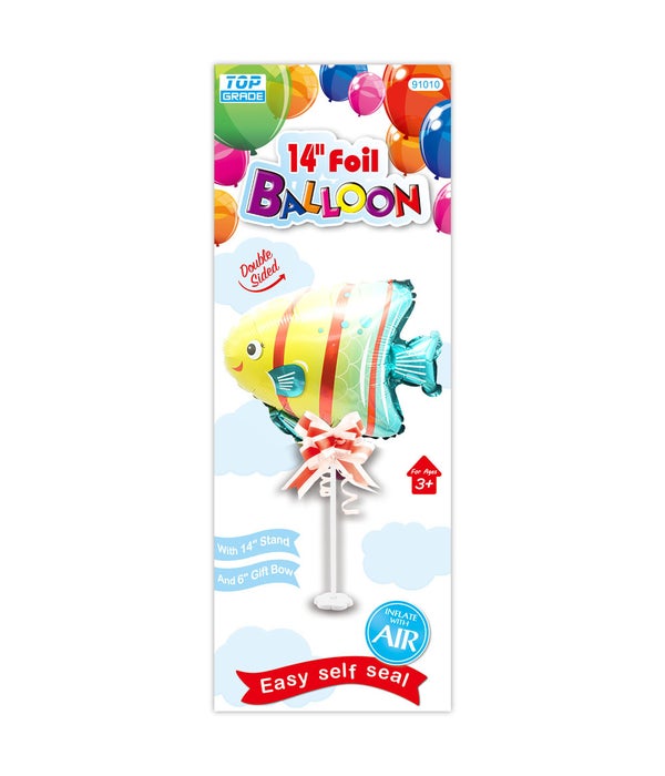 14" foil balloon 12/120s fish w/stand+gift bow