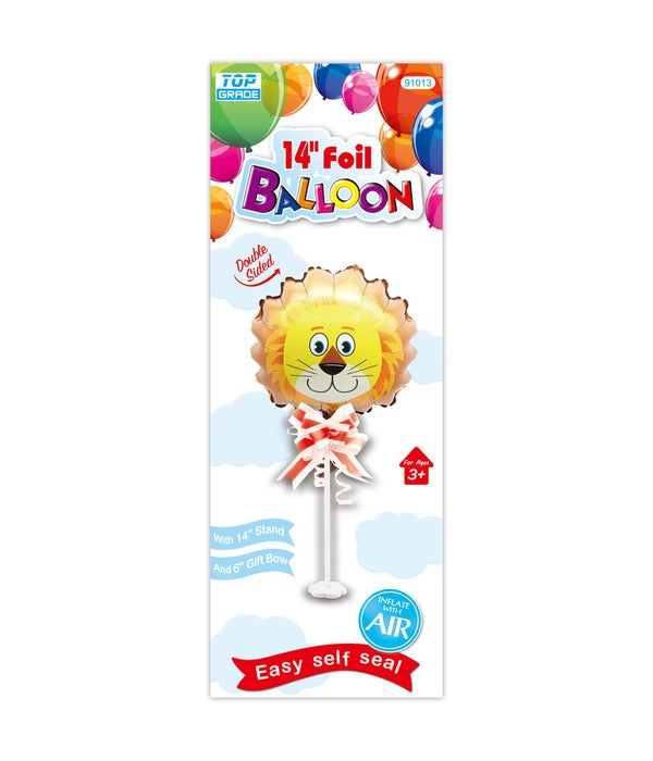 14" foil balloon 12/120s lion w/stand+gift bow