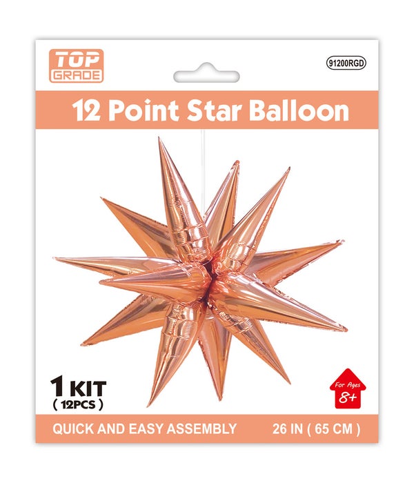 26" star foil balloon 12/168s rose gold