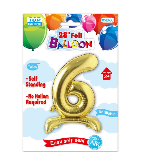30" standing balloon gold #6 12/300s