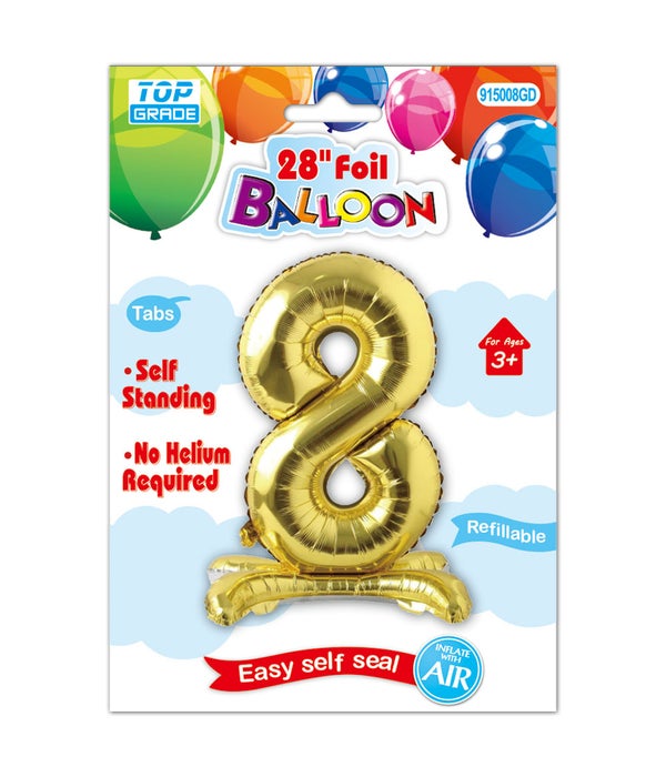 30" standing balloon gold #8 12/300s