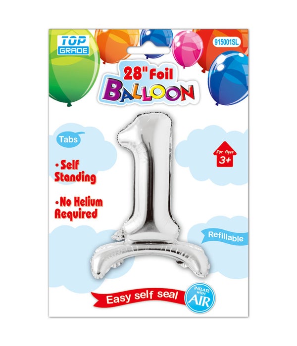 30" standing balloon silver #1 12/300s
