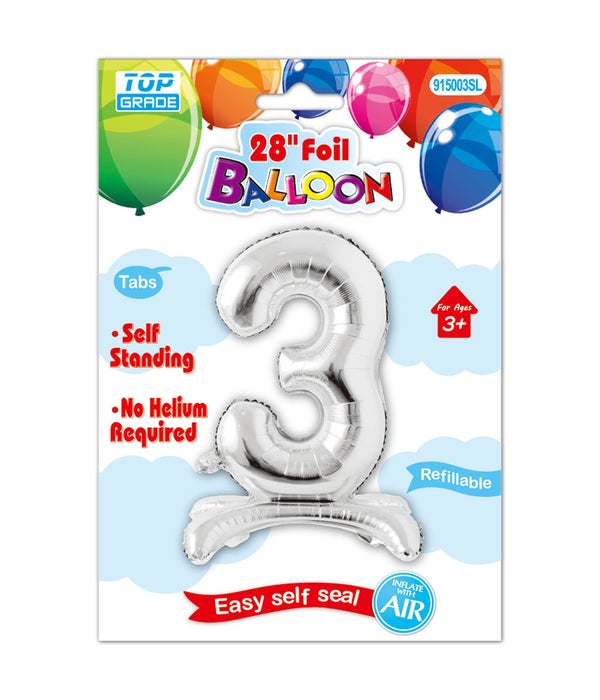 30" standing balloon silver #3 12/300s
