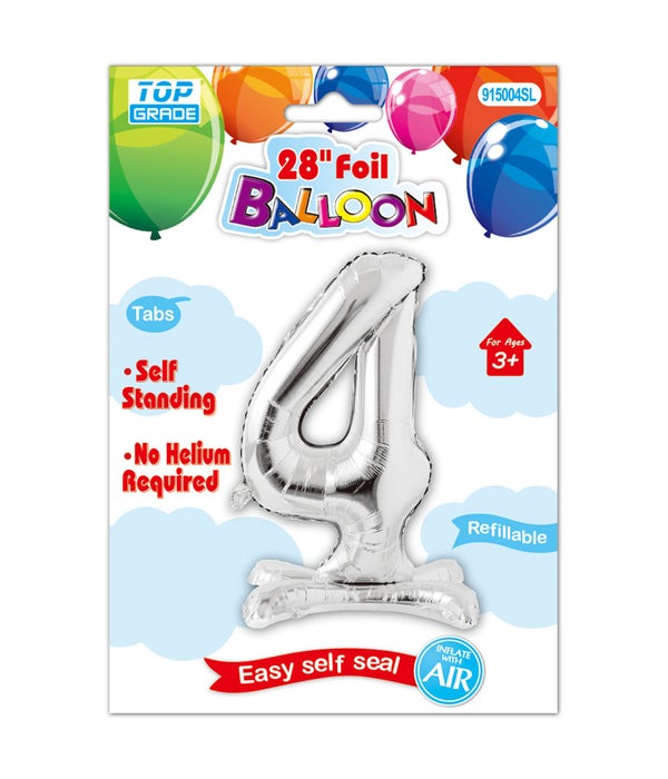 30" standing balloon silver #4 12/300s