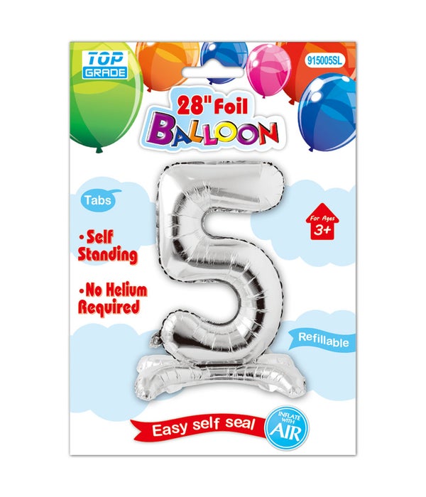 30" standing balloon silver #5 12/300s