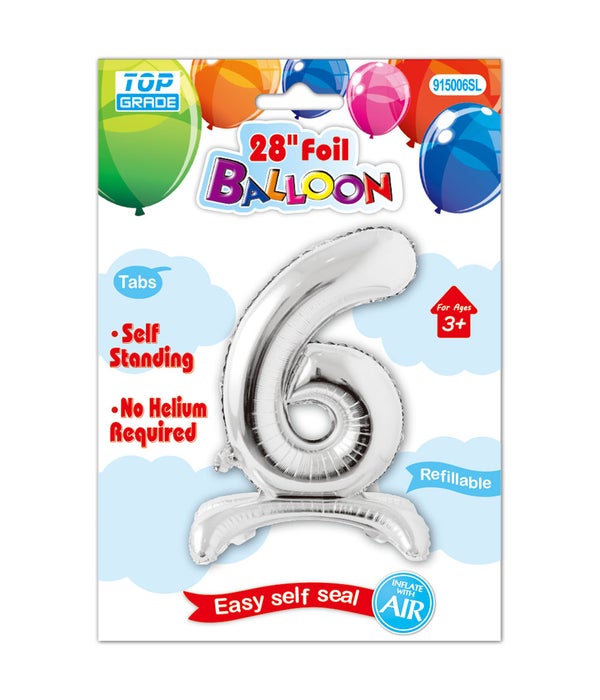 30" standing balloon silver #6 12/300s