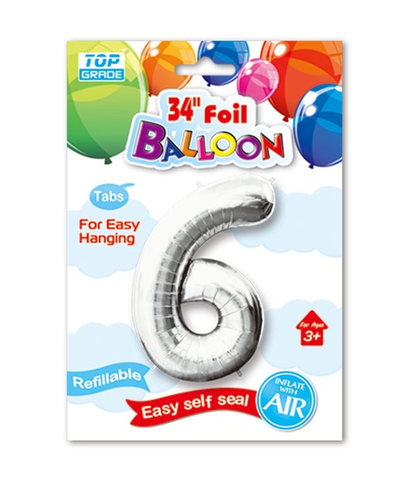 26"silv foil balloon #6 12/600