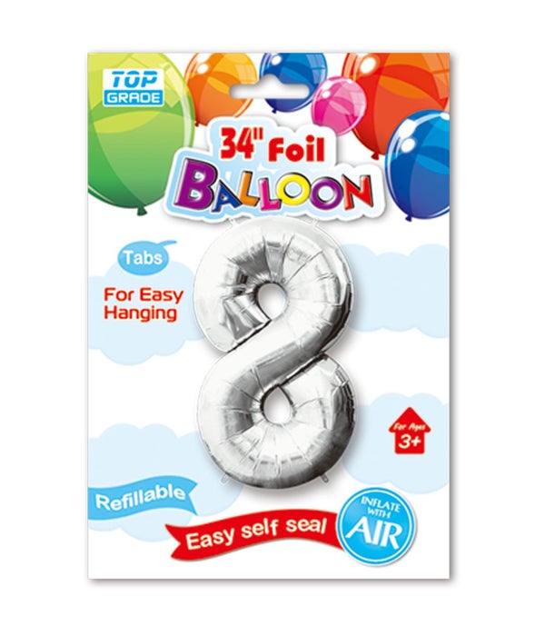 26"silv foil balloon #8 12/600