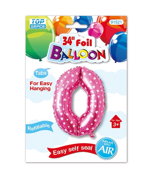 26"pink foil balloon #0 polka dots 12/600s