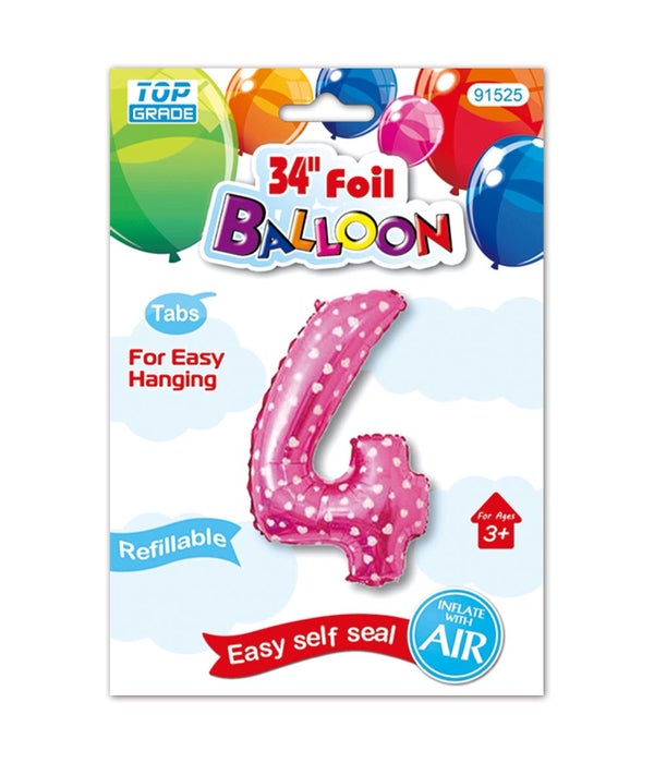 26"pink foil balloon #4 polka dots 12/600s
