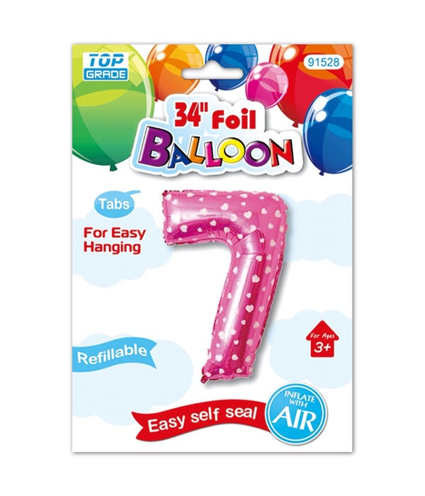26"pink foil balloon #7 polka dots 12/600s