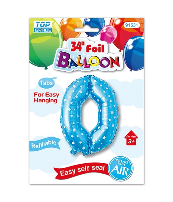 26" blue foil balloon #0 polka dots 12/600s