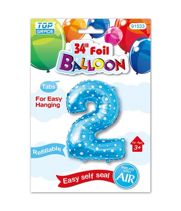 26"blue foil balloon #2 polka dots 12/600s