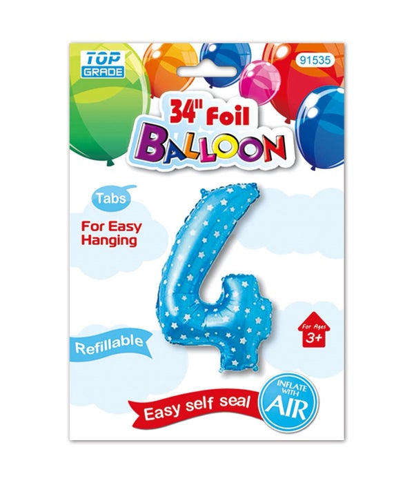 26"blue foil balloon #4 polka dots 12/600s