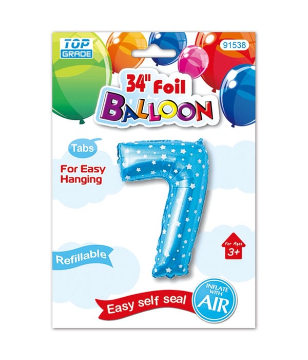 26" blue foil balloon #7 polka dots 12/600s