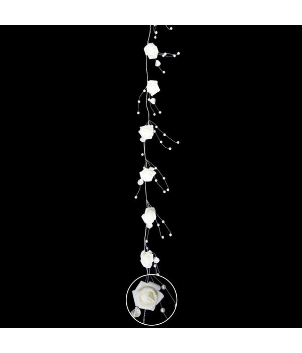 5ft pearl&flower garland with battery operated 12/360s