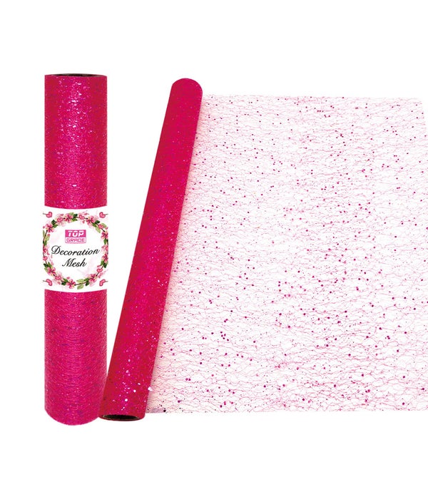 decoration mesh roll 6/60s hot pink 19"x5yd