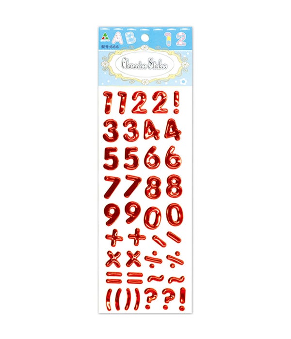 shiny sticker 12/600s numbers red