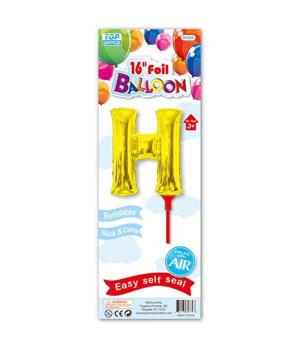 16" gold foil balloon H w/stick 12/300s