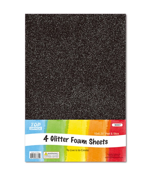 EVA glitter sheet black 12/72s 5ct/10x6.25"