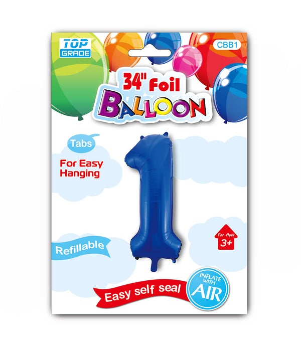 34" number balloon R.blue #1 12/300s
