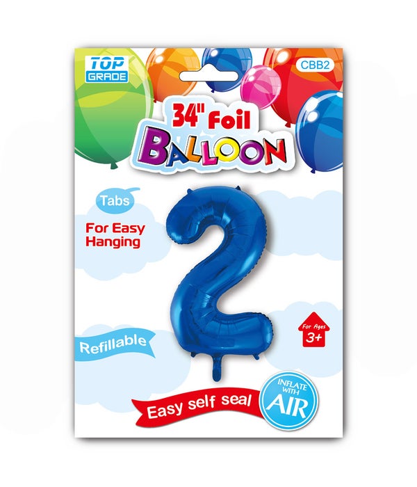 34" number balloon R.blue #2 12/300s