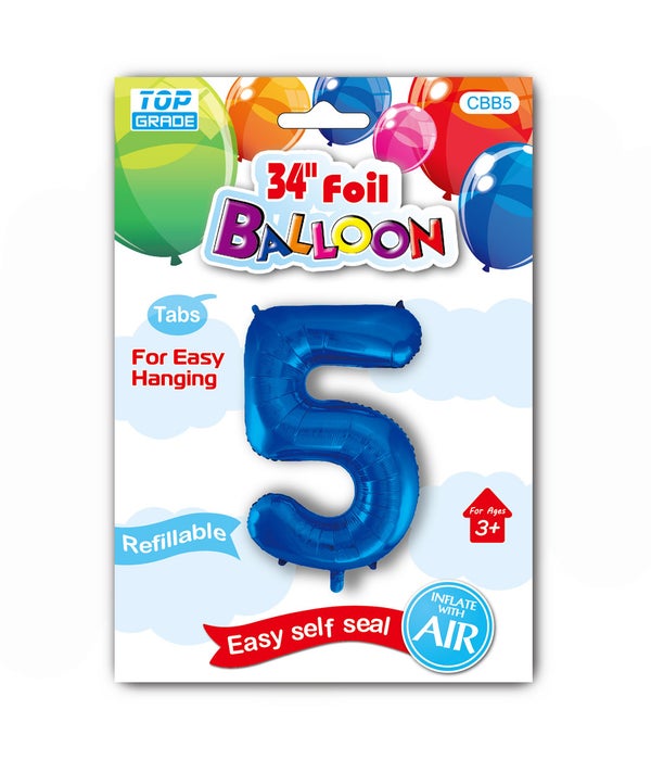 34" number balloon R.blue #5