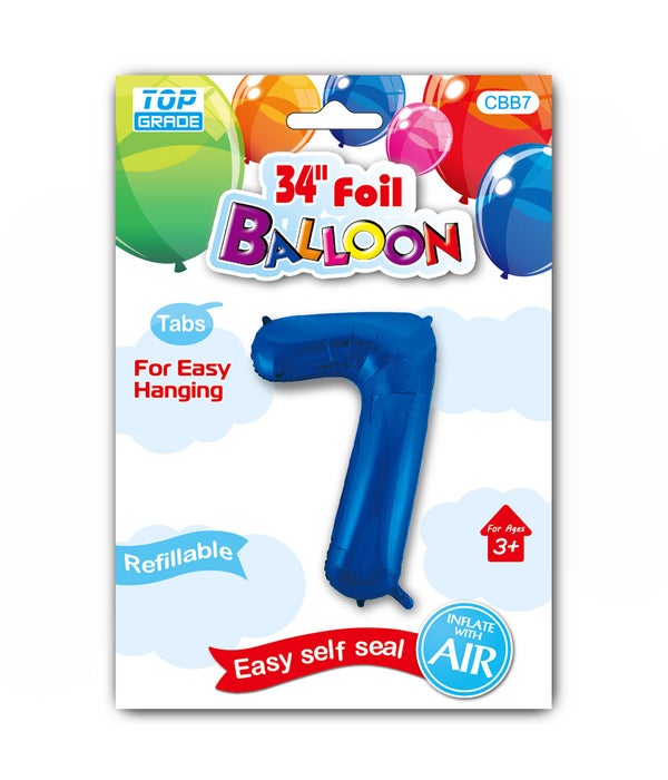 34" number balloon R.blue #7 12/300s