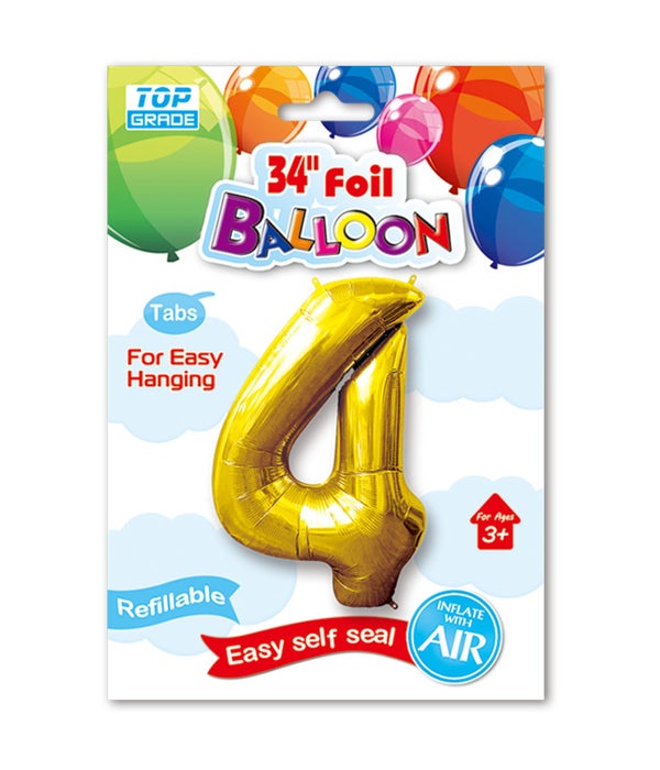 34" number balloon gold #4