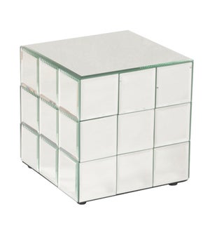 Short Mirrored Puzzle Cube Pedestal