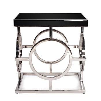 Stainless Steel Side Table With Black Top