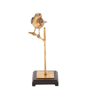 "Antique Gold Finch on Perch, Tall"