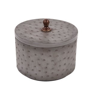 Round Faux Ostrich Skin Decorative Box, Medium