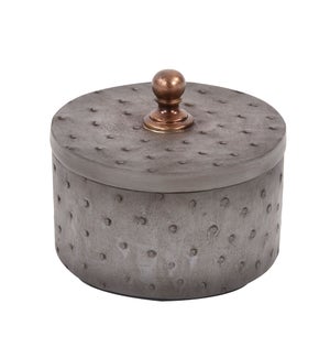 "Round Faux Ostrich Skin Decorative Box, Small"