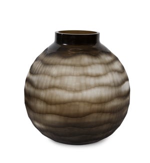 Dark Green Glass Rd Wave Cut Vase LG