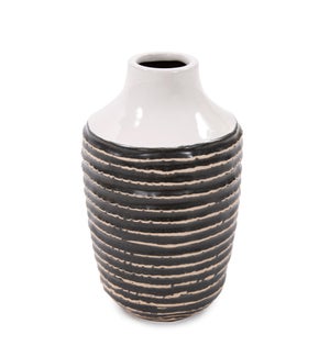"Terra Striped Stoneware Vase, Medium"