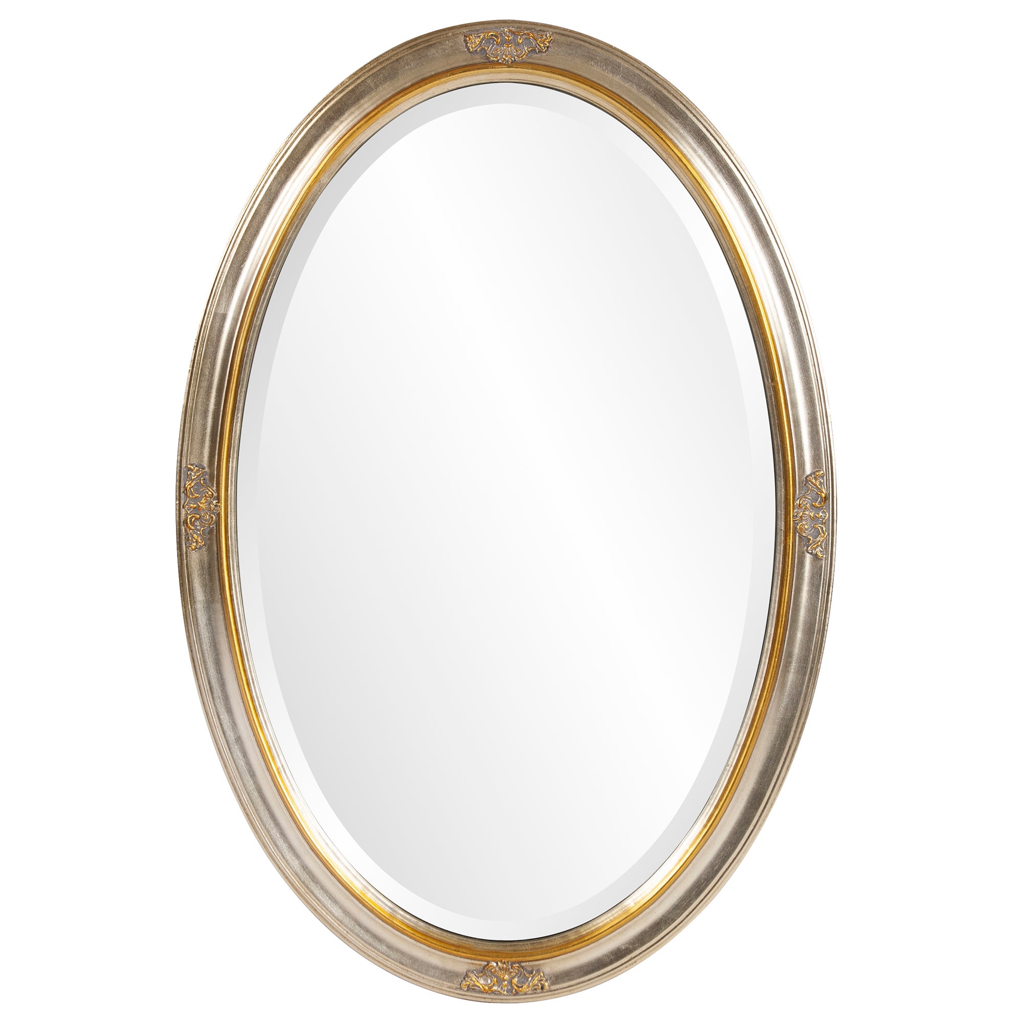 19 x 27 Inch Howard Elliott Trafalgar Virginia Gold Leaf Oval Wall Mounted Mirror with Cameo-Esque Wood Frame Decorative Wall Mirrors for Home and Office 
