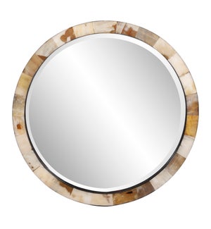 Godfrey Round White Tiled Horn Mirror