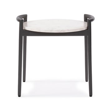 Round Side Table with White Marble Top