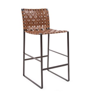 Irving Woven Leather Barstool