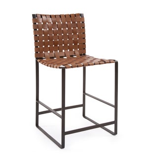 Irving Woven Leather Counter Stool