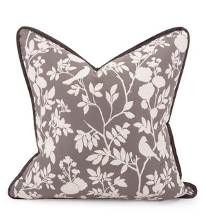 "24"" x 24"" Pillow Sparrow Charcoal - Down Insert"