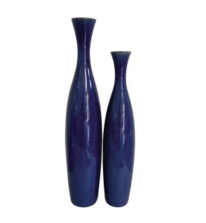 Cobalt Blue Glaze Ceramic Vases - Set of 2