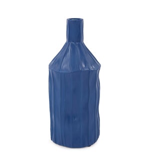 Royal Blue Ribbed Ceramic Bottle